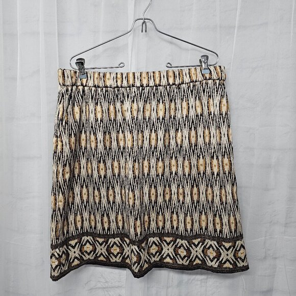 Vintage Chico's Brown Tan Tribal Boho Skirt Retro A-Line 2 (L) - Picture 10 of 10